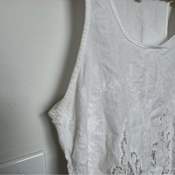 Zara White Lace Tank Top Crop Blouse | Boho Festival Sheer Embroidered S - Picture 4 of 7